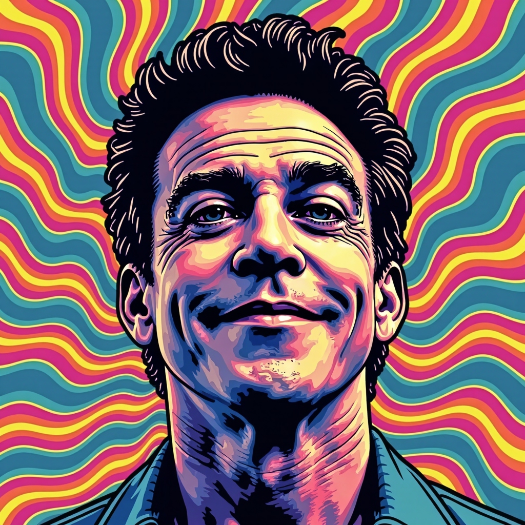 psychedelic poster of jon407 man with sw-FLUX TRAI